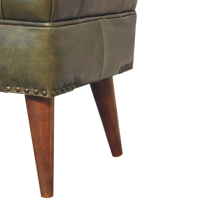 Handcrafted Green Bench - Solid Mango Wood Seating Furniture for Entryway - product view 8 showing handcrafted solid...