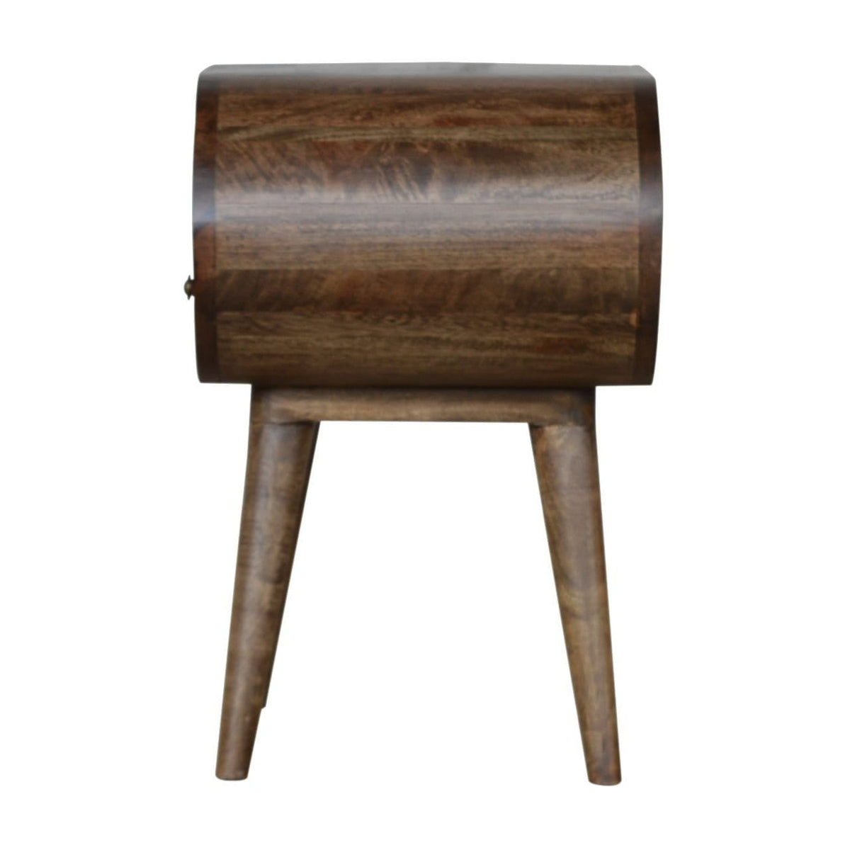 Handcrafted Grey Washed Circular Nightstand - Solid Mango Wood Bedside Table for Bedroom - product view 8 showing...