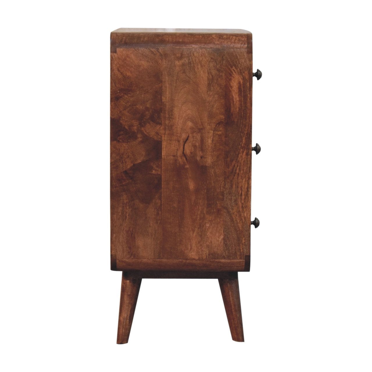 Handcrafted Honey Caramel T-bar Ridged Dresser - Solid Mango Wood Storage Chest for Bedroom - product view 8 showing...