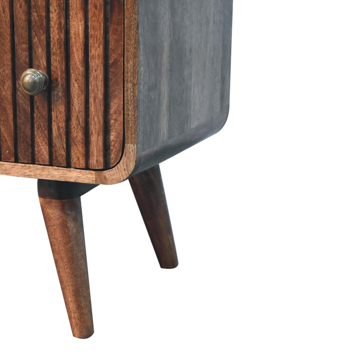 Handcrafted Honey Caramel T-bar Ridged Dresser - Solid Mango Wood Storage Chest for Bedroom - product view 7 showing...