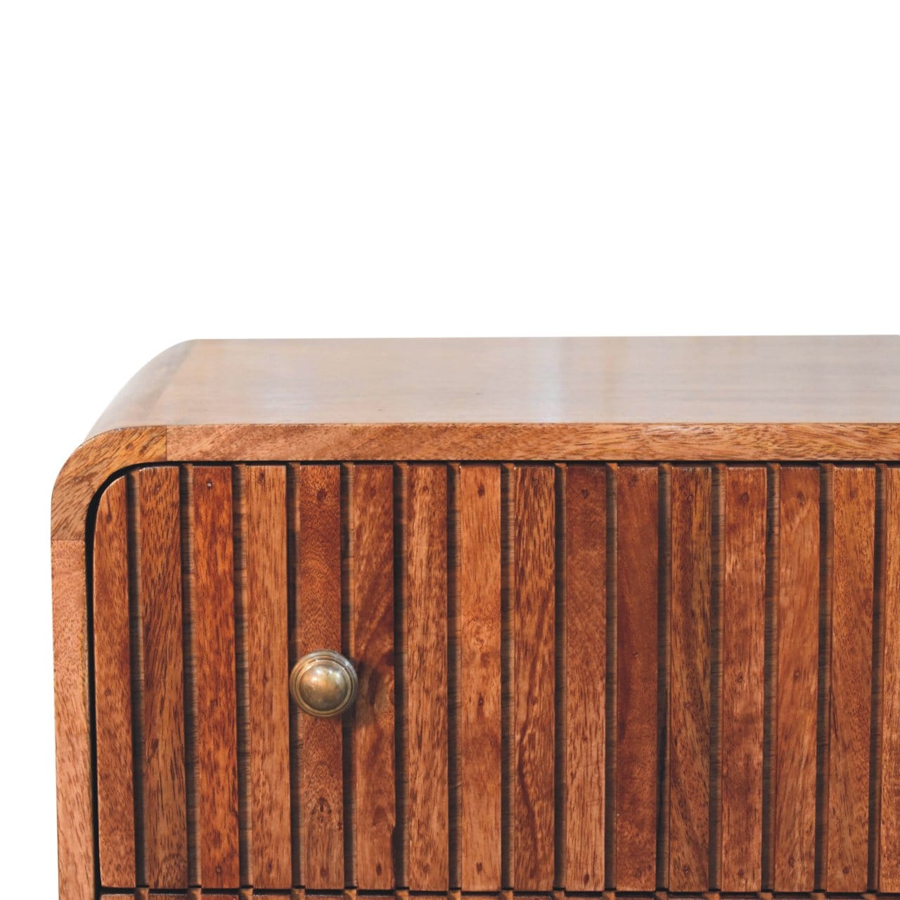 Handcrafted Honey Caramel T-bar Ridged Dresser - Solid Mango Wood Storage Chest for Bedroom - product view 4 showing...