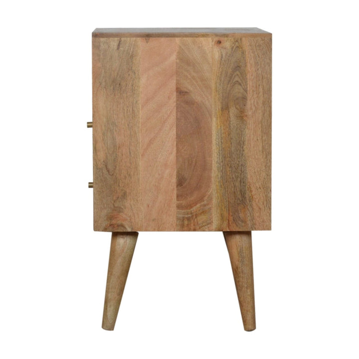 Handcrafted Honeycomb Open Slot Nightstand - Solid Mango Wood Bedside Table for Bedroom - product view 7 showing...