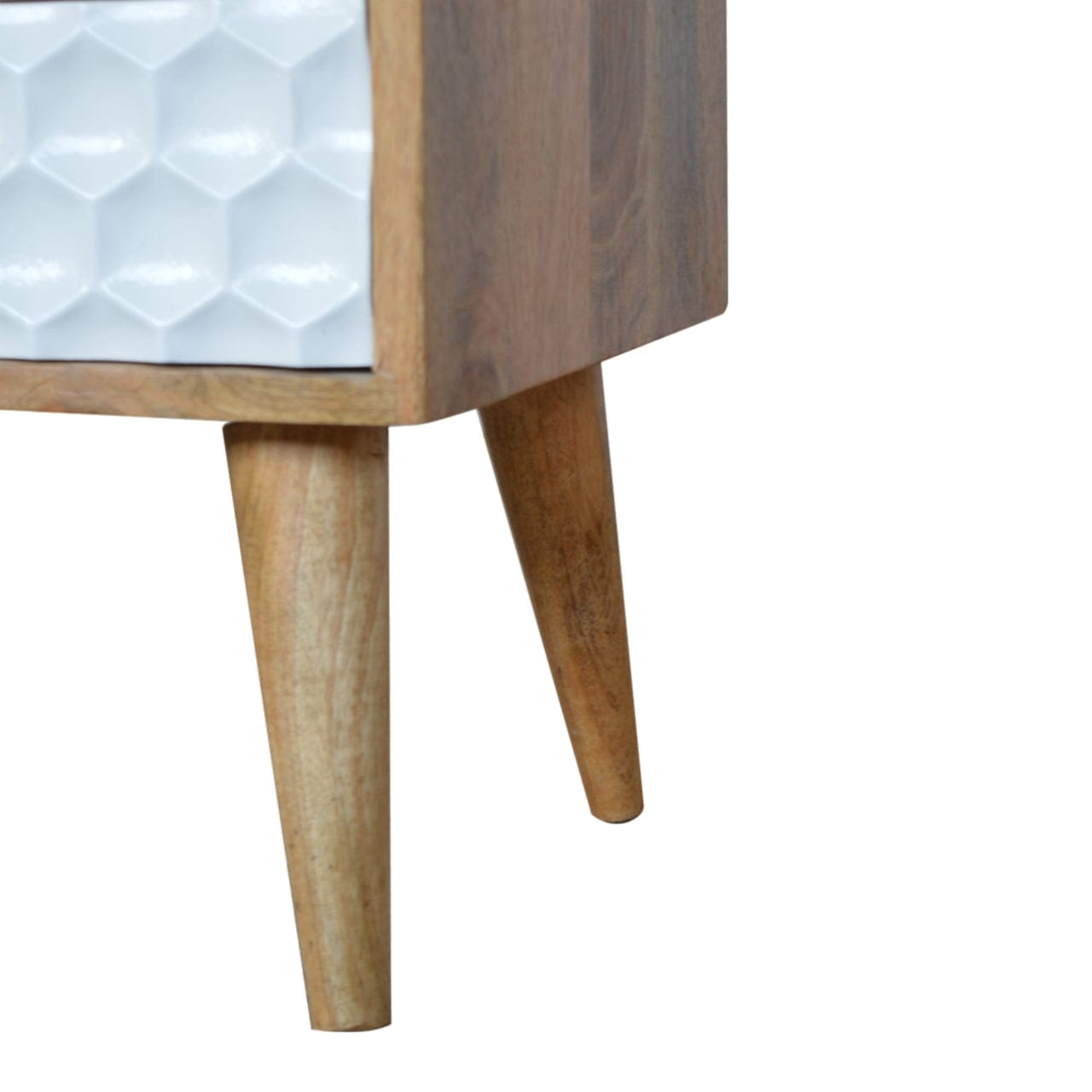 Handcrafted Honeycomb Open Slot Nightstand - Solid Mango Wood Bedside Table for Bedroom - product view 4 showing...