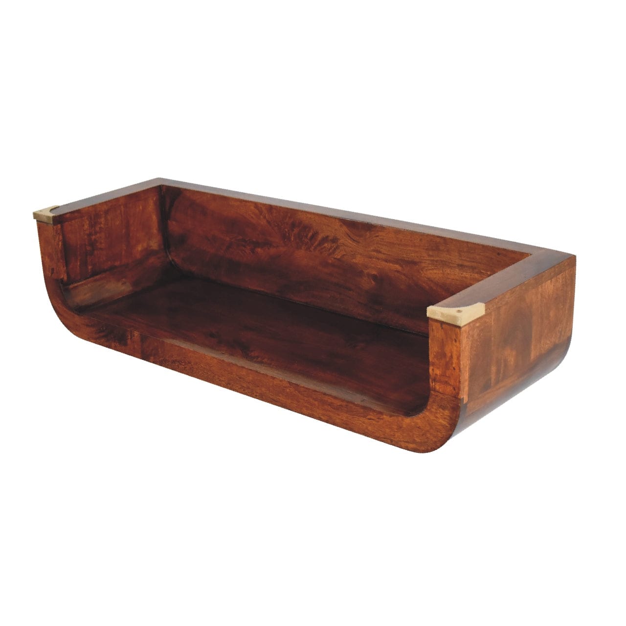 Handcrafted Indira Chestnut Floating Console Table - Entryway & Hallway Table in Solid Mango Wood - product view 8...