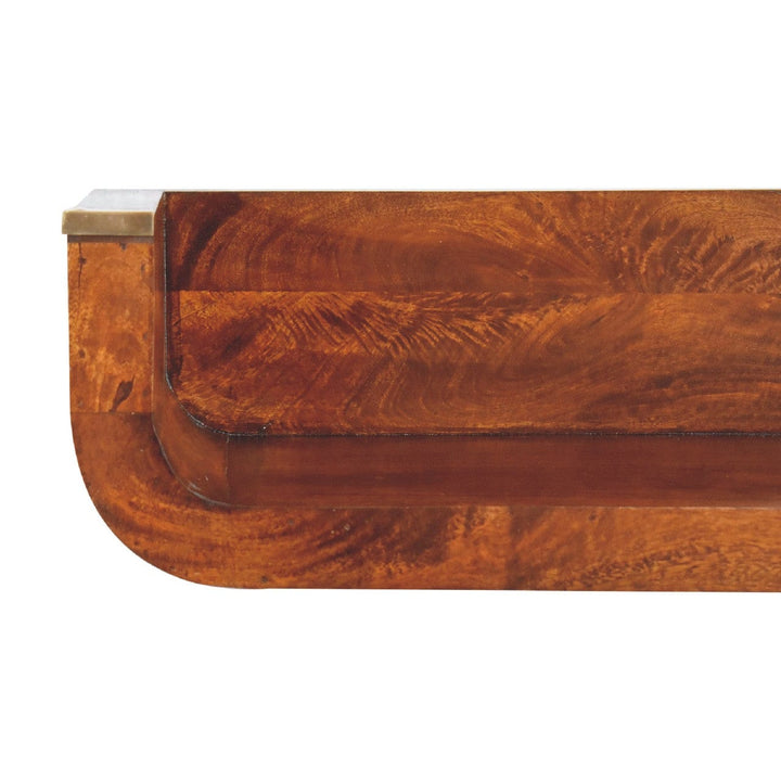 Handcrafted Indira Chestnut Floating Console Table - Entryway & Hallway Table in Solid Mango Wood - product view 7...