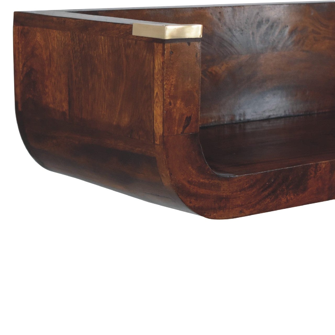 Handcrafted Indira Chestnut Floating Console Table - Entryway & Hallway Table in Solid Mango Wood - product view 6...