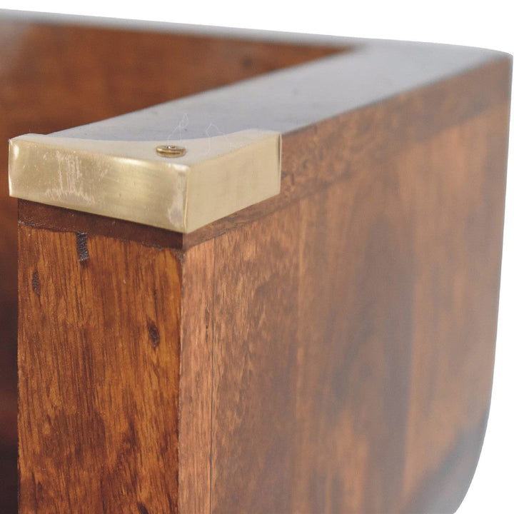 Handcrafted Indira Chestnut Floating Console Table - Entryway & Hallway Table in Solid Mango Wood - product view 5...