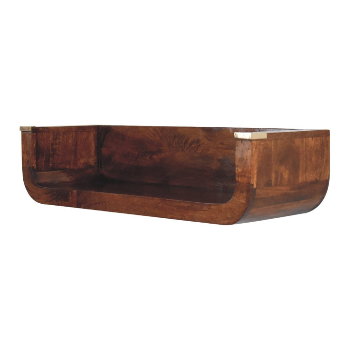 Handcrafted Indira Chestnut Floating Console Table - Entryway & Hallway Table in Solid Mango Wood - product view 4...