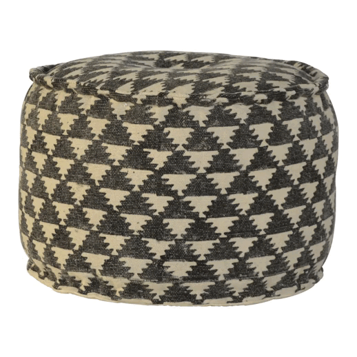 Handcrafted Jute Durrie Round Footstool - Solid Mango Wood Accent Stool for Living Room - product view 5 showing...