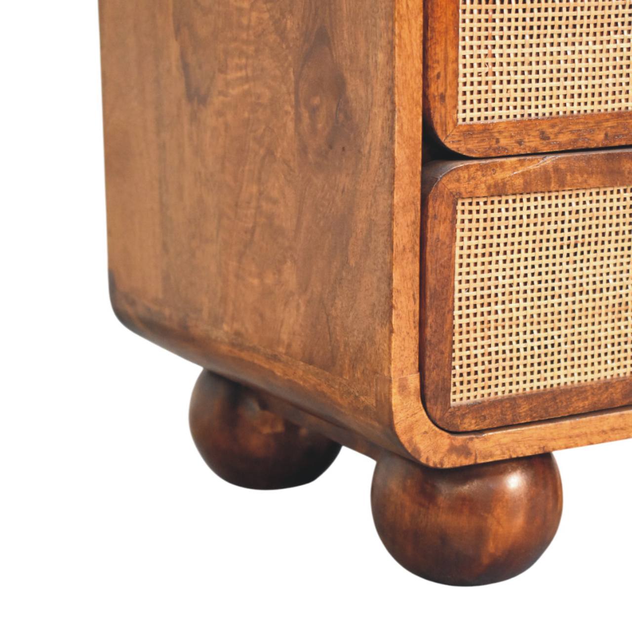 Handcrafted Larissa 2 Drawer Chestnut Nightstand - Solid Mango Wood Bedside Table for Bedroom - product view 7 showing...