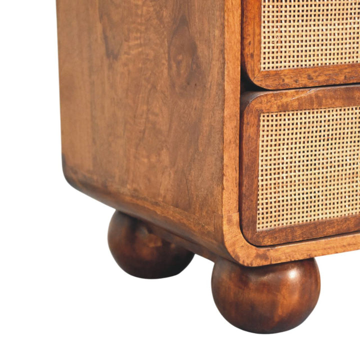 Handcrafted Larissa 2 Drawer Chestnut Nightstand - Solid Mango Wood Bedside Table for Bedroom - product view 7 showing...