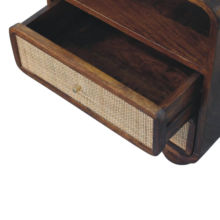 Handcrafted Larissa 2 Drawer Chestnut Nightstand - Solid Mango Wood Bedside Table for Bedroom - product view 5 showing...