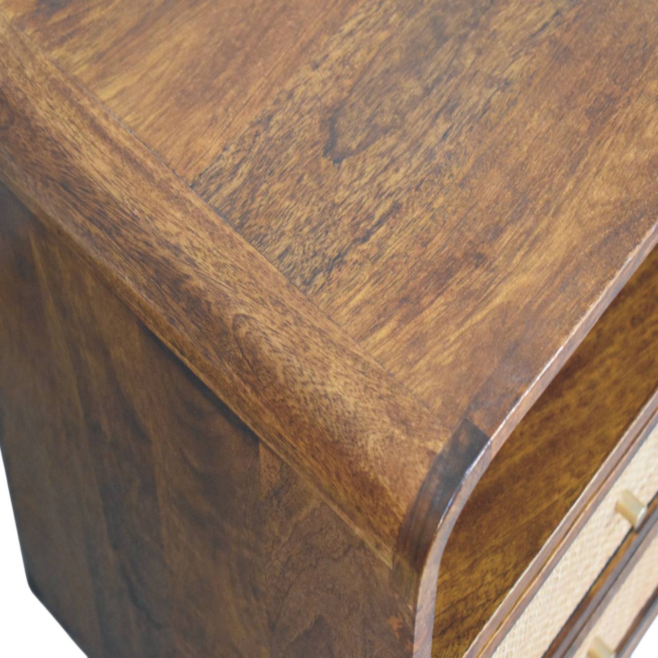 Handcrafted Larissa 2 Drawer Chestnut Nightstand - Solid Mango Wood Bedside Table for Bedroom - product view 4 showing...