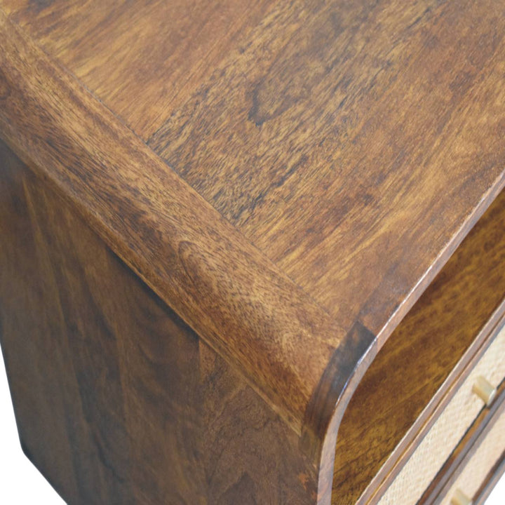Handcrafted Larissa 2 Drawer Chestnut Nightstand - Solid Mango Wood Bedside Table for Bedroom - product view 4 showing...