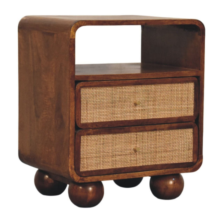 Handcrafted Larissa 2 Drawer Chestnut Nightstand - Solid Mango Wood Bedside Table for Bedroom - product view 3 showing...