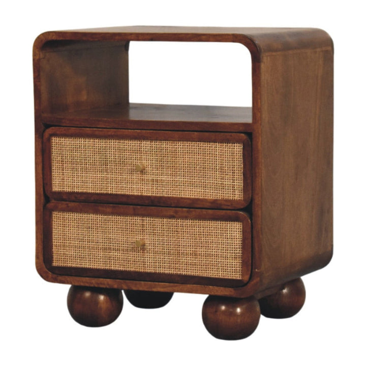 Handcrafted Larissa 2 Drawer Chestnut Nightstand - Solid Mango Wood Bedside Table for Bedroom - product view 2 showing...
