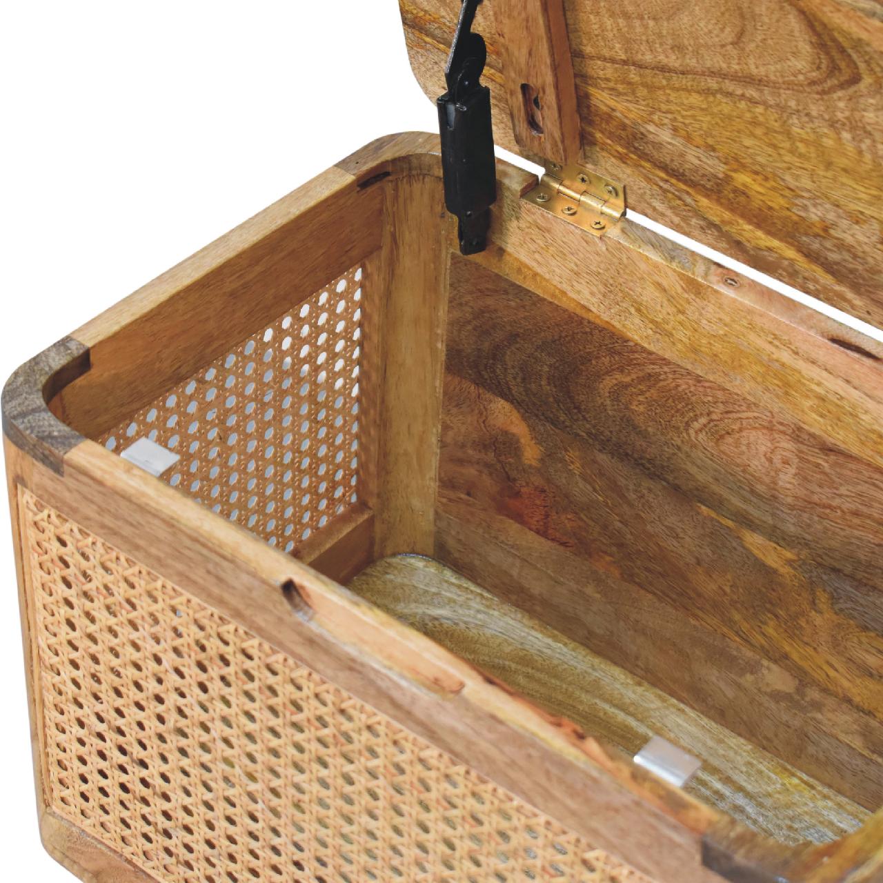 Handcrafted Larissa Lid-up Storage Stool - Solid Mango Wood Accent Seating - product view 7 showing handcrafted solid...