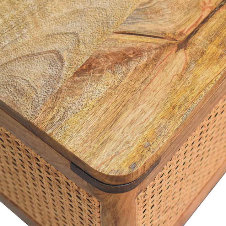 Handcrafted Larissa Lid-up Storage Stool - Solid Mango Wood Accent Seating - product view 5 showing handcrafted solid...