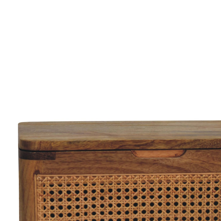 Handcrafted Larissa Lid-up Storage Stool - Solid Mango Wood Accent Seating - product view 4 showing handcrafted solid...