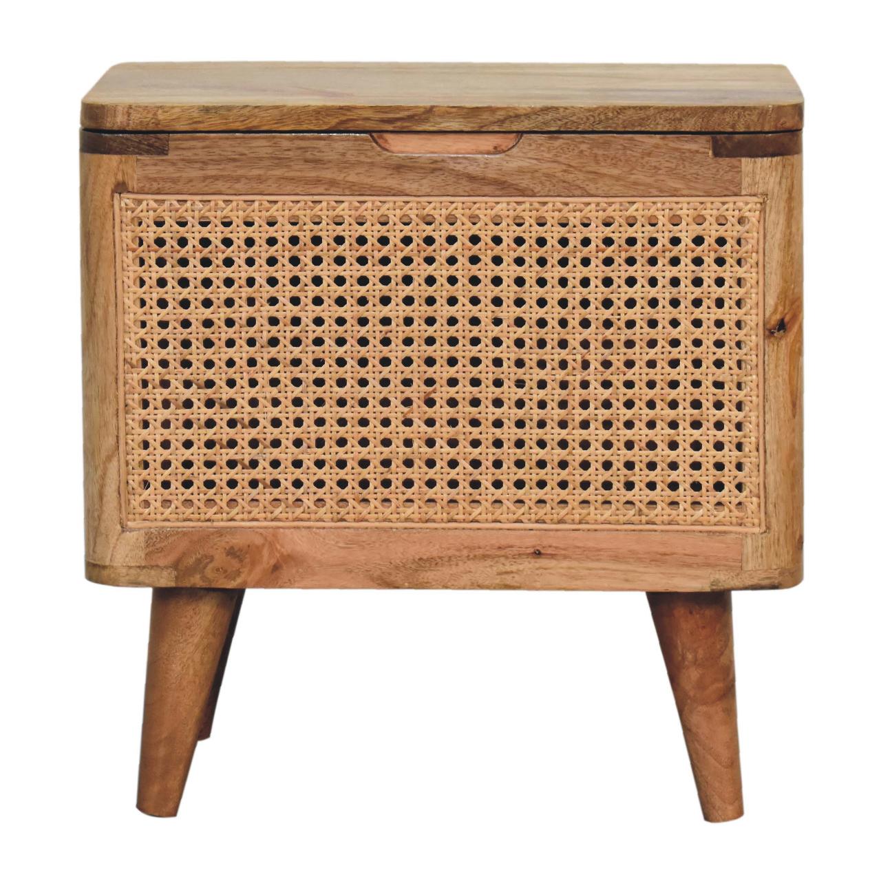Handcrafted Larissa Lid-up Storage Stool - Solid Mango Wood Accent Seating - main view showing handcrafted solid mango...