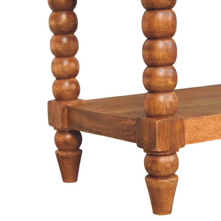 Handcrafted Leather Spindle Bench - Solid Mango Wood Seating Furniture for Entryway - product view 8 showing handcrafted...