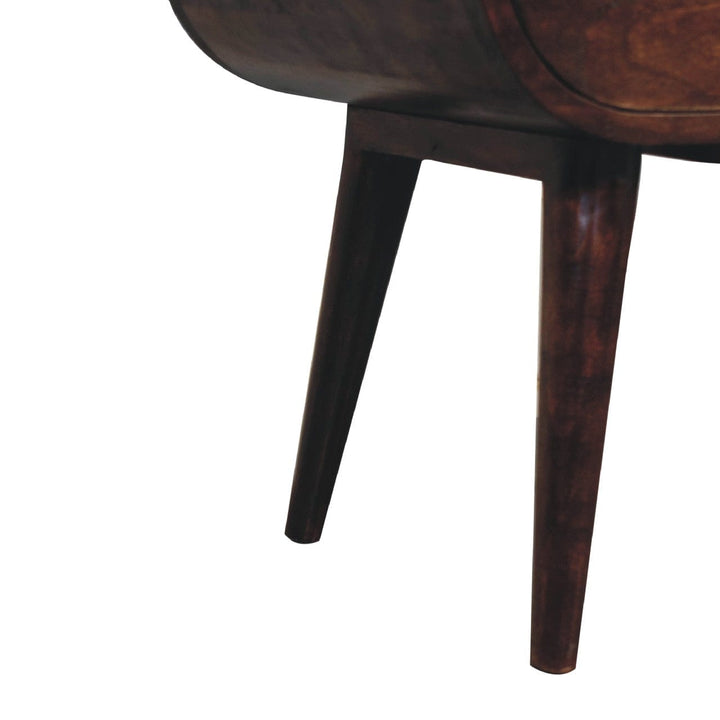 Handcrafted Light Walnut Circular Nightstand - Solid Mango Wood Bedside Table for Bedroom - product view 7 showing...