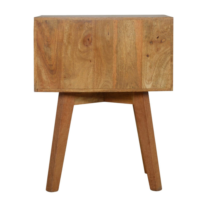 Handcrafted Line Grey Painted Nightstand - Solid Mango Wood Bedside Table for Bedroom - product view 8 showing...