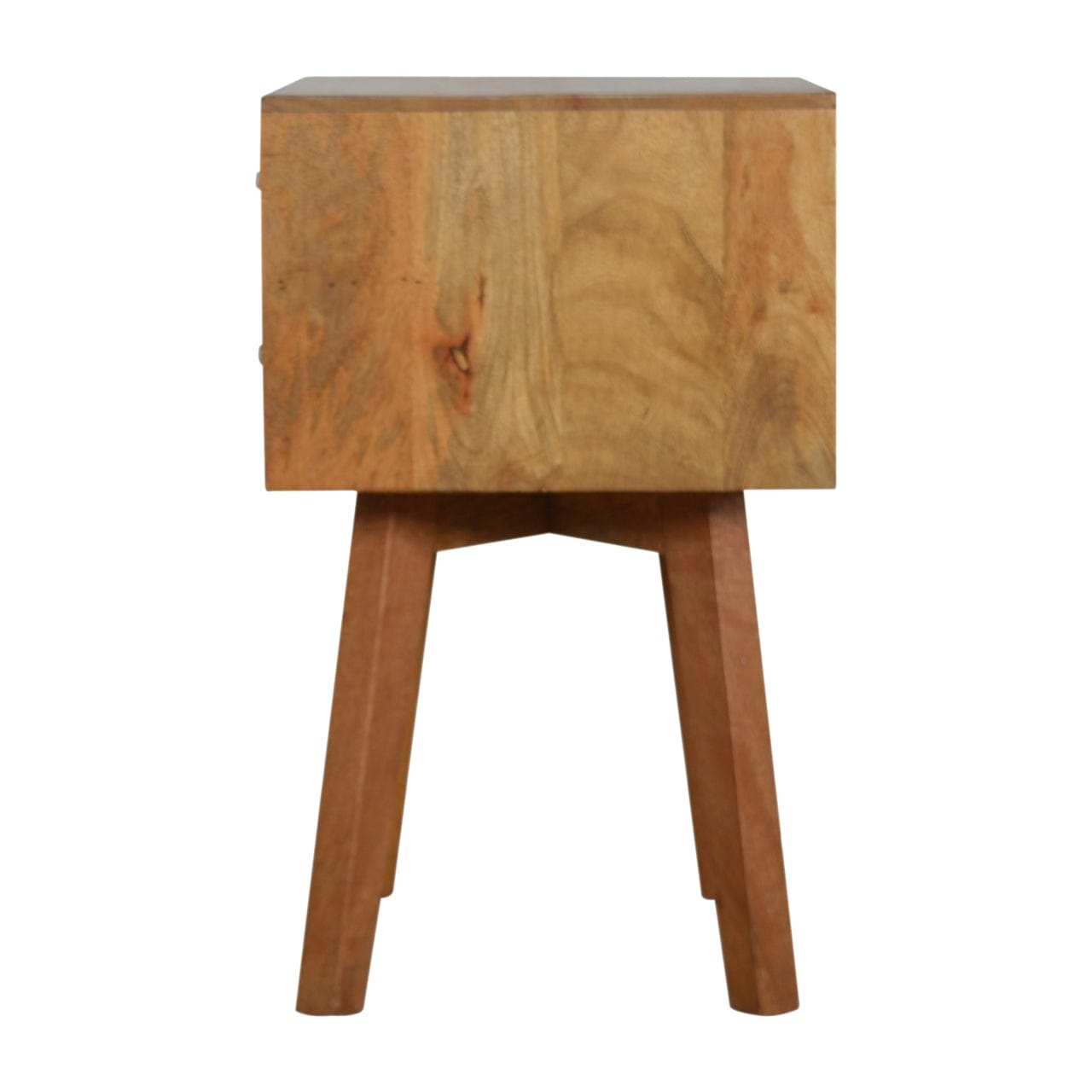Handcrafted Line Grey Painted Nightstand - Solid Mango Wood Bedside Table for Bedroom - product view 7 showing...
