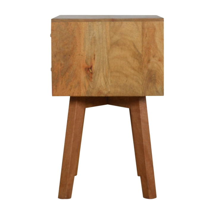 Handcrafted Line Grey Painted Nightstand - Solid Mango Wood Bedside Table for Bedroom - product view 7 showing...