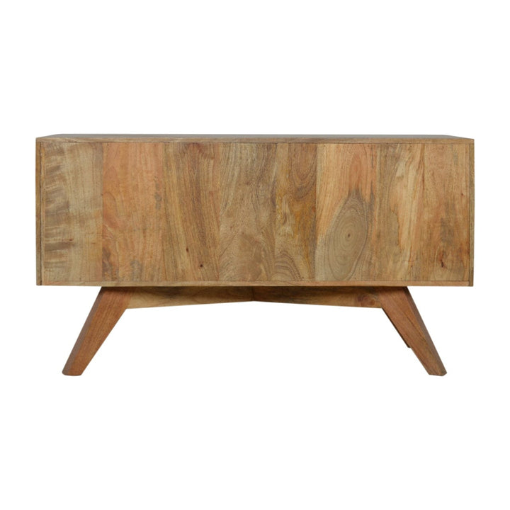 Handcrafted Line Grey Painted TV Stand - Solid Mango Wood Entertainment Center for Living Room - product view 8 showing...