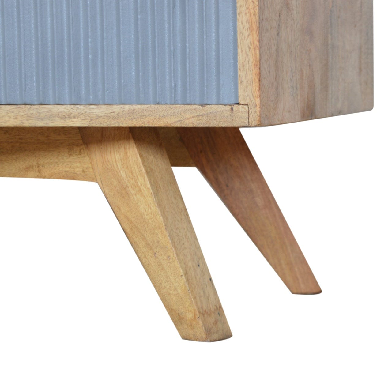 Handcrafted Line Grey Painted TV Stand - Solid Mango Wood Entertainment Center for Living Room - product view 6 showing...