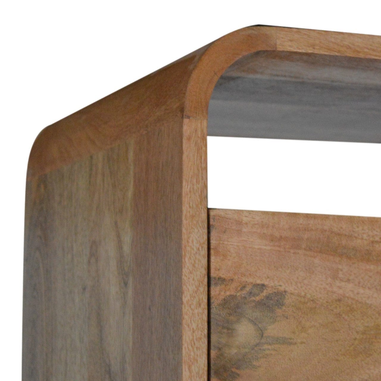 Handcrafted London Nightstand - Solid Mango Wood Bedside Table for Bedroom - product view 6 showing handcrafted solid...