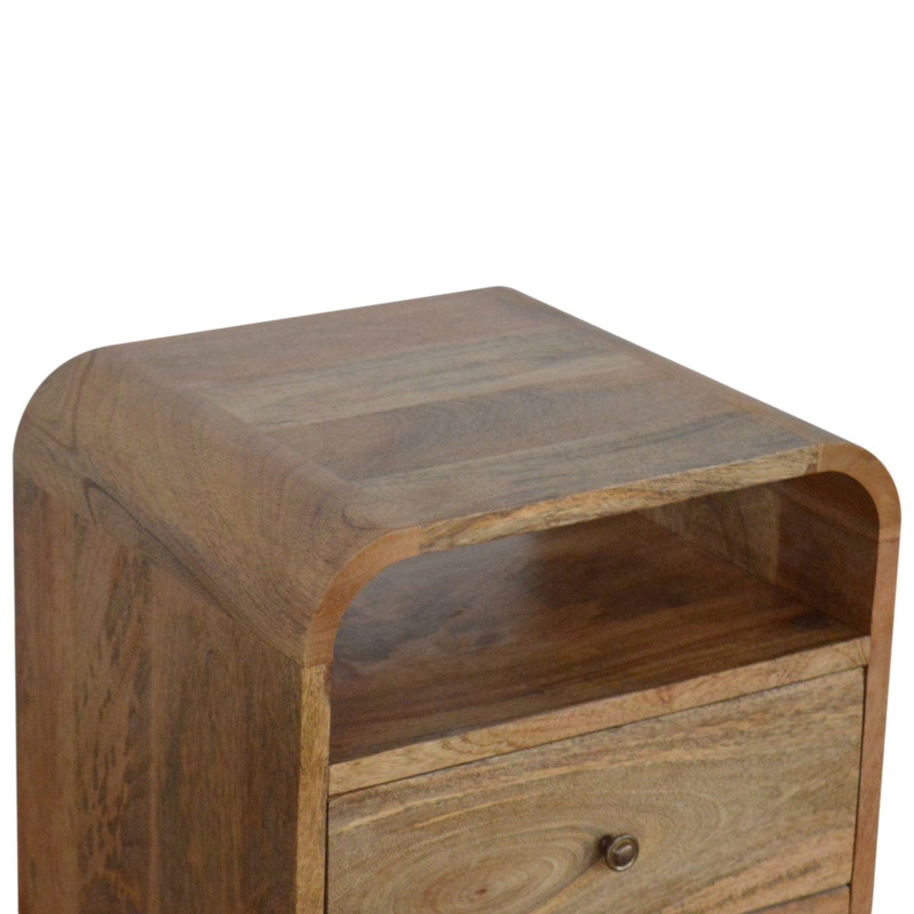 Handcrafted London Nightstand - Solid Mango Wood Bedside Table for Bedroom - product view 5 showing handcrafted solid...