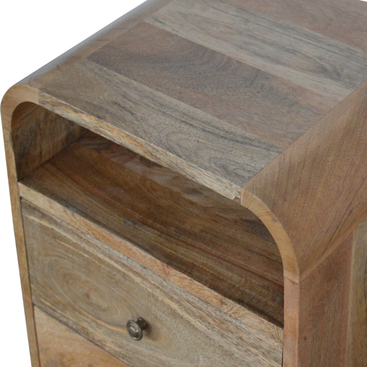 Handcrafted London Nightstand - Solid Mango Wood Bedside Table for Bedroom - product view 4 showing handcrafted solid...