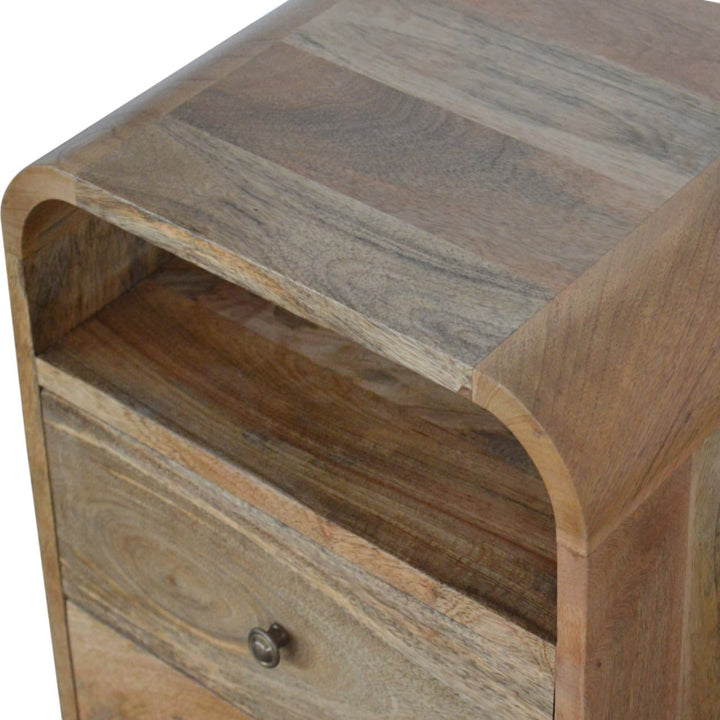 Handcrafted London Nightstand - Solid Mango Wood Bedside Table for Bedroom - product view 4 showing handcrafted solid...