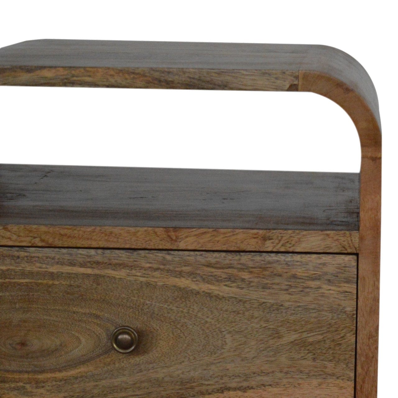 Handcrafted London Nightstand - Solid Mango Wood Bedside Table for Bedroom - product view 3 showing handcrafted solid...