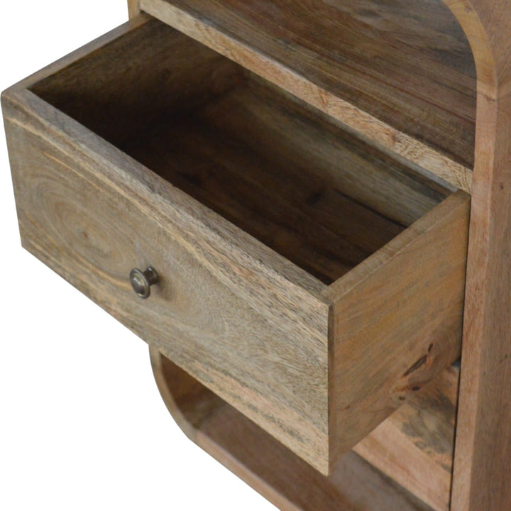 Handcrafted London Nightstand - Solid Mango Wood Bedside Table for Bedroom - product view 2 showing handcrafted solid...