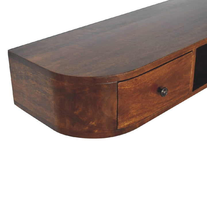 Handcrafted Lunar 2 Drawer Floating Console Table - Entryway & Hallway Table in Solid Mango Wood - product view 7 showing...