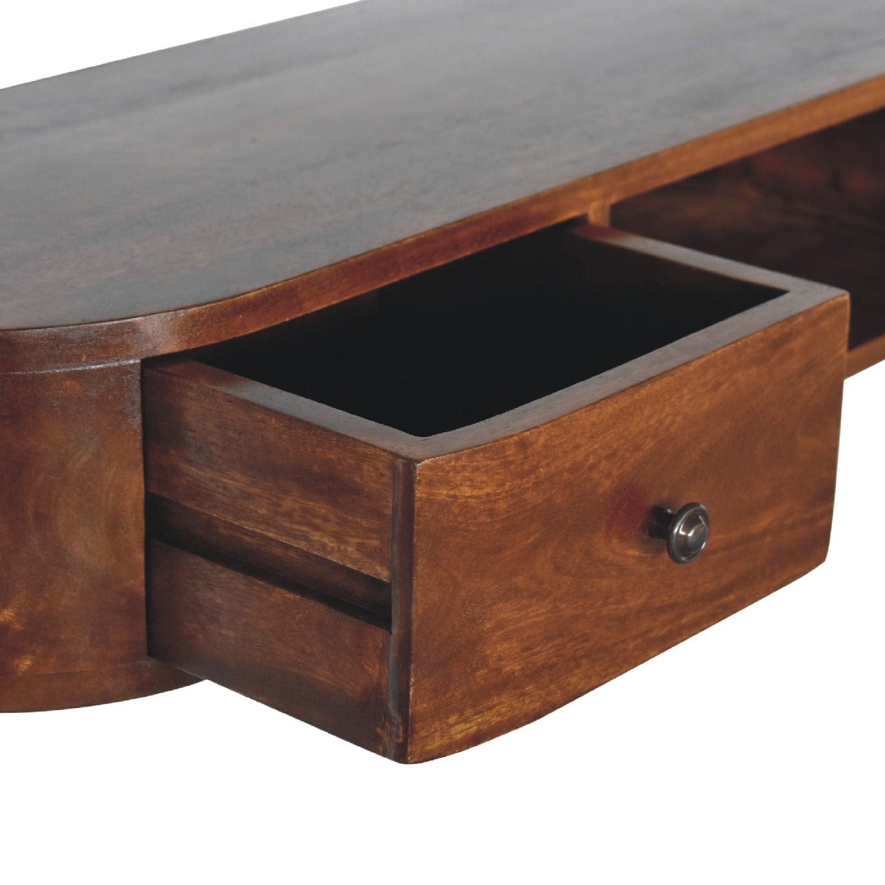 Handcrafted Lunar 2 Drawer Floating Console Table - Entryway & Hallway Table in Solid Mango Wood - product view 6 showing...
