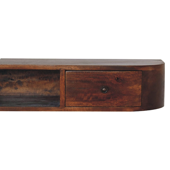 Handcrafted Lunar 2 Drawer Floating Console Table - Entryway & Hallway Table in Solid Mango Wood - product view 5 showing...