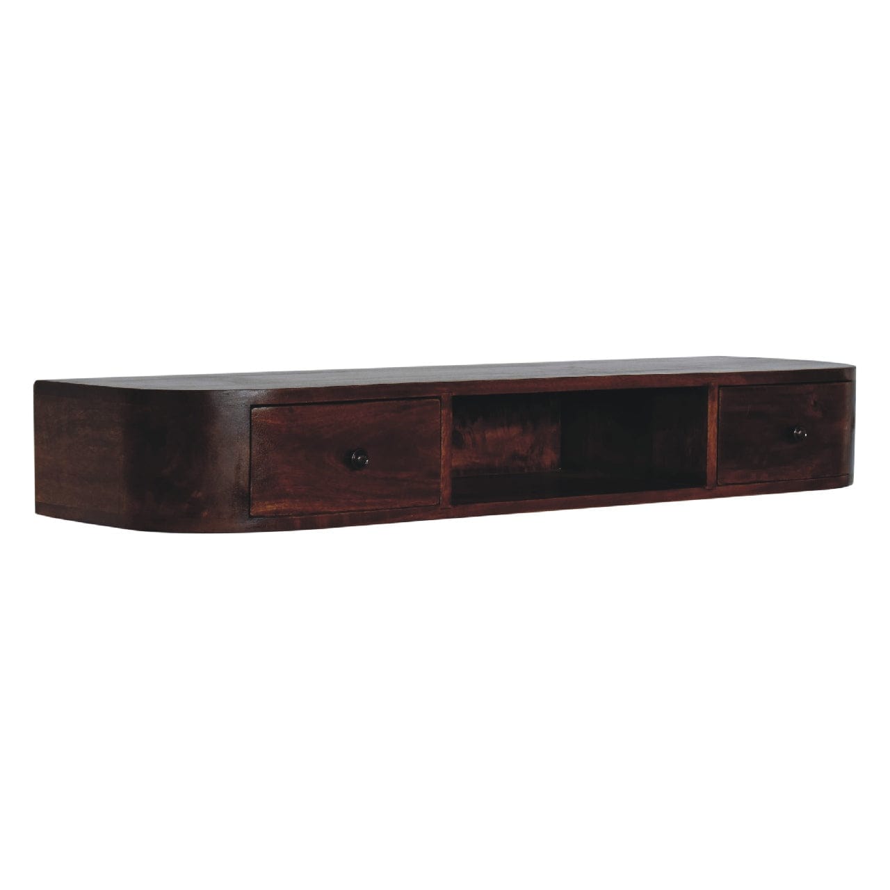 Handcrafted Lunar 2 Drawer Floating Console Table - Entryway & Hallway Table in Solid Mango Wood - product view 2 showing...
