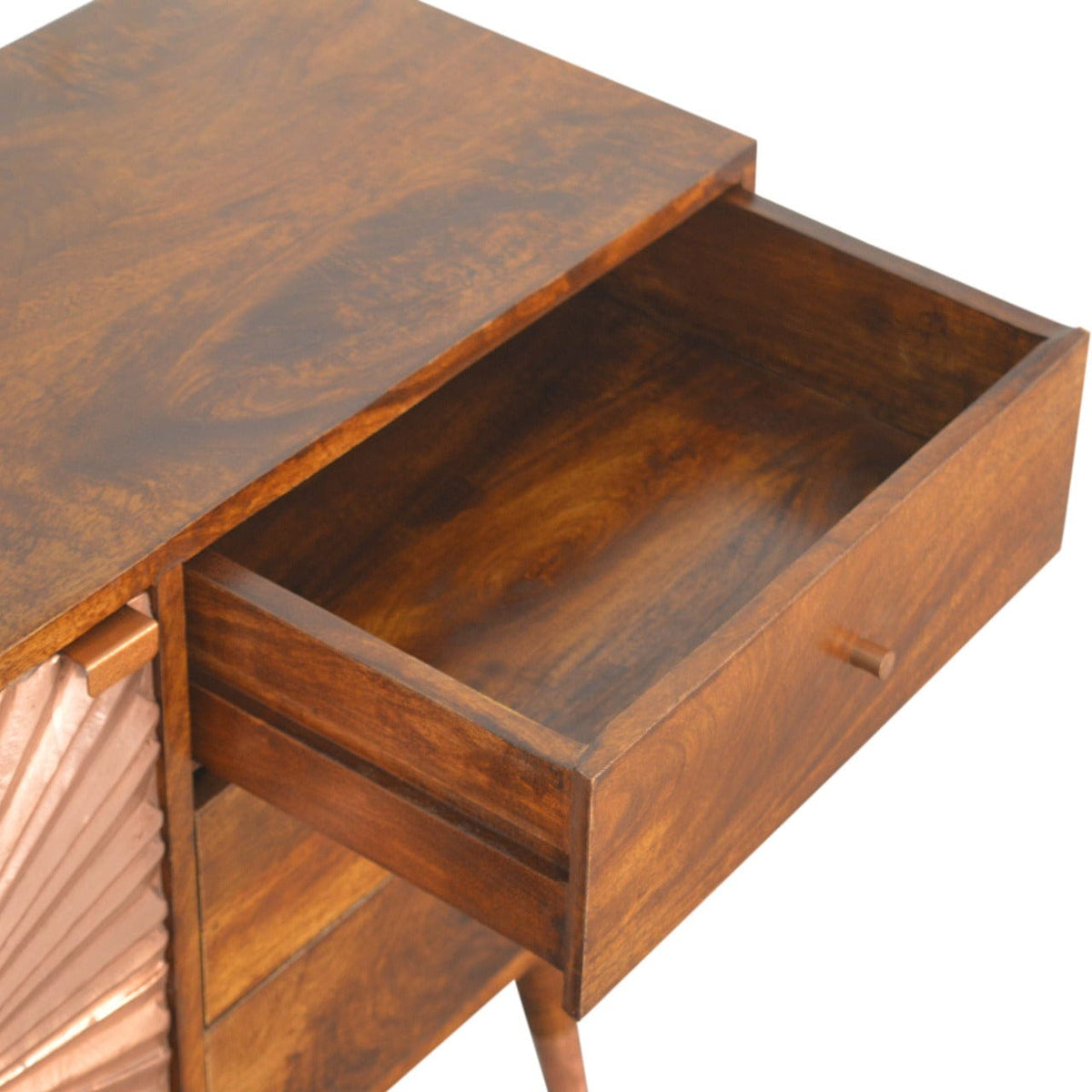 Handcrafted Manila Copper Sideboard - Solid Mango Wood Buffet Cabinet for Dining Room - product view 3 showing...