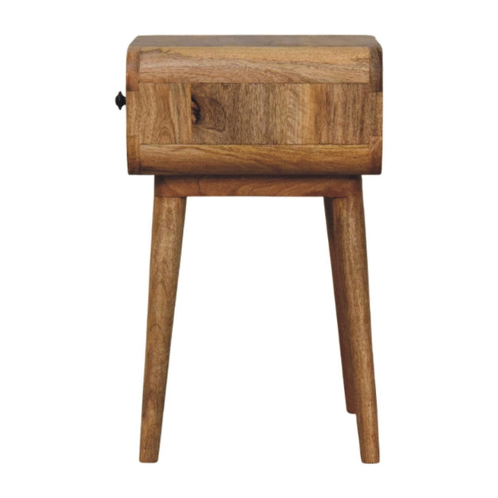 Handcrafted Mini Oak-ish Nightstand - Solid Mango Wood Bedside Table for Bedroom - product view 8 showing handcrafted...