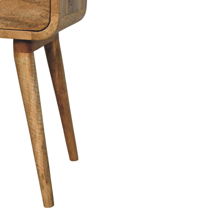 Handcrafted Mini Oak-ish Nightstand - Solid Mango Wood Bedside Table for Bedroom - product view 7 showing handcrafted...