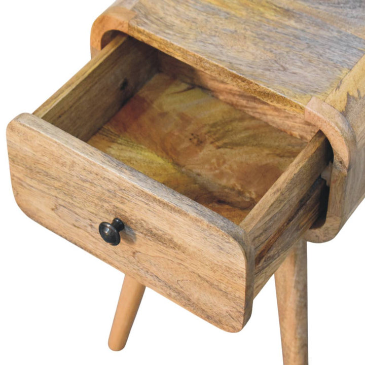 Handcrafted Mini Oak-ish Nightstand - Solid Mango Wood Bedside Table for Bedroom - product view 6 showing handcrafted...