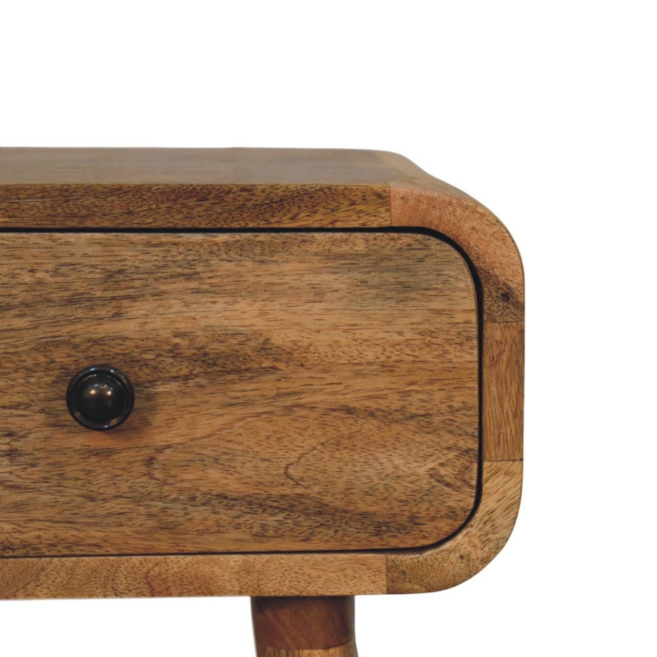 Handcrafted Mini Oak-ish Nightstand - Solid Mango Wood Bedside Table for Bedroom - product view 4 showing handcrafted...