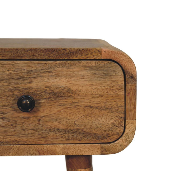 Handcrafted Mini Oak-ish Nightstand - Solid Mango Wood Bedside Table for Bedroom - product view 4 showing handcrafted...