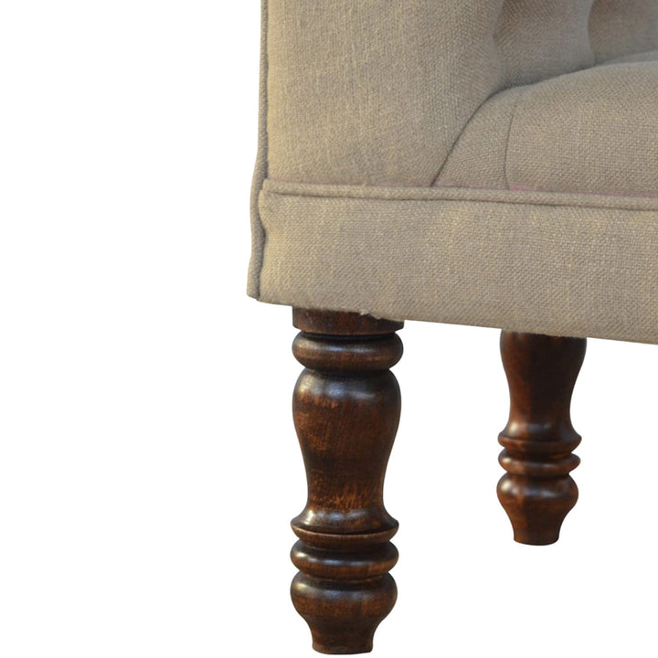 Handcrafted Mud Linen Bedroom Bench - Solid Mango Wood Seating Furniture for Entryway - product view 7 showing...