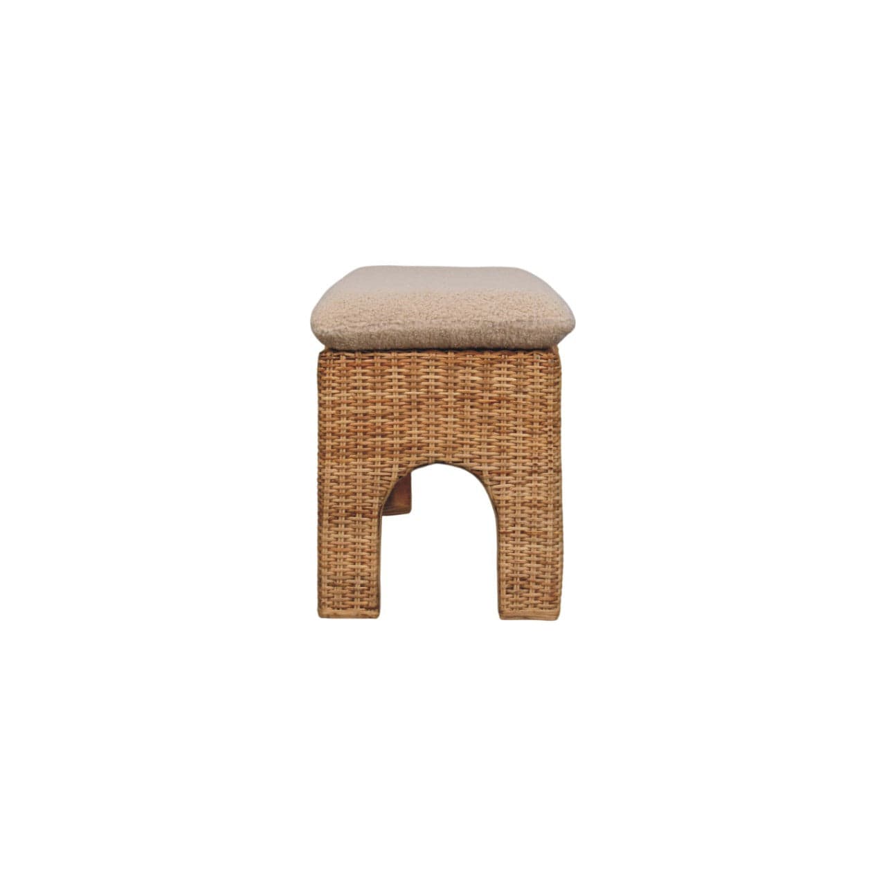 Rattan Harmony Entryway Bench - Solid Mango Wood & Handwoven Rattan Seating Bench - product view 8 showing handcrafted...