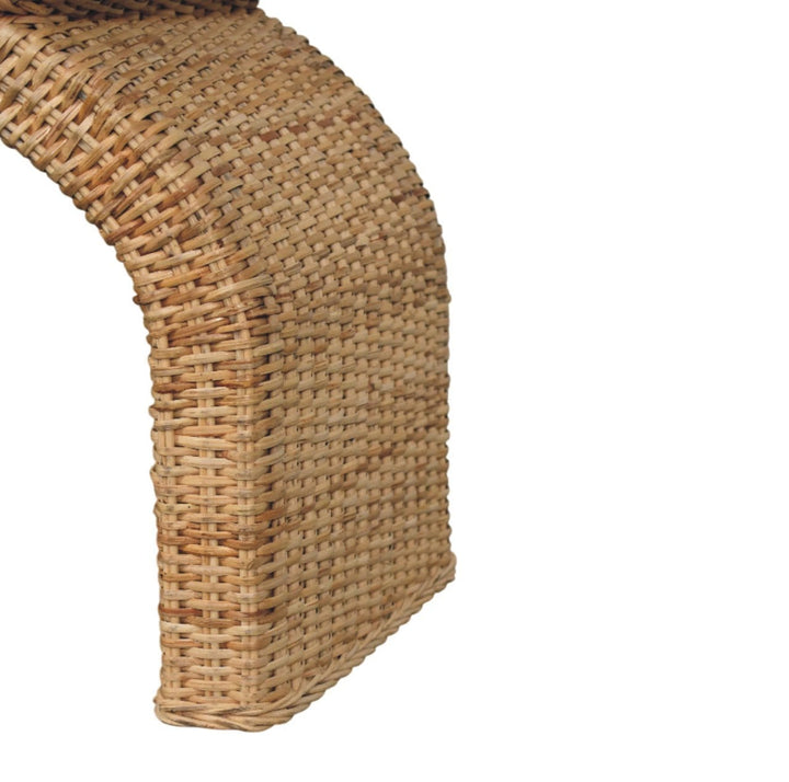 Handcrafted Rattan Weave Boucle Bench - Solid Mango Wood Seating Furniture for Entryway - product view 9 showing...